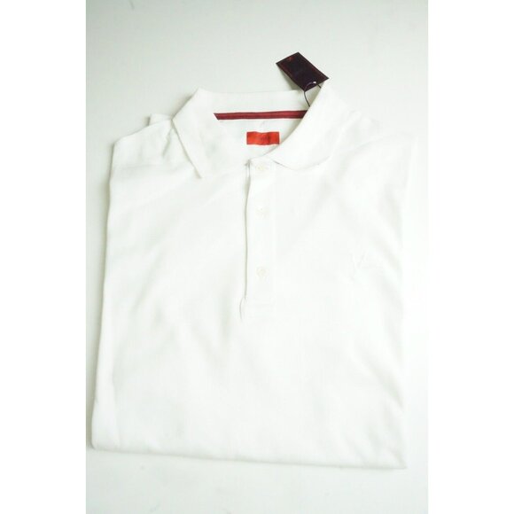Isaia Solid White Coral Logo Embroidered Short Sleeve Cotton Polo Shirt 2XL NEW